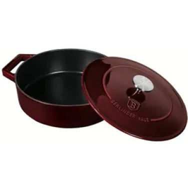 Öntöttvas alacsony lábas, 26 cm, burgundi (BH/6498)