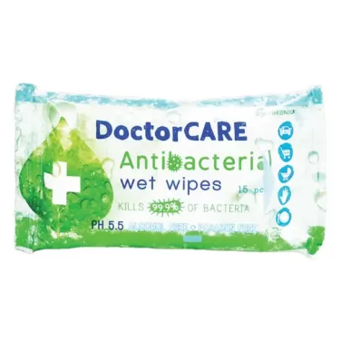 Doctor Care antibakteriális nedves törlőkendő aloe 100% biodegradable 15 db