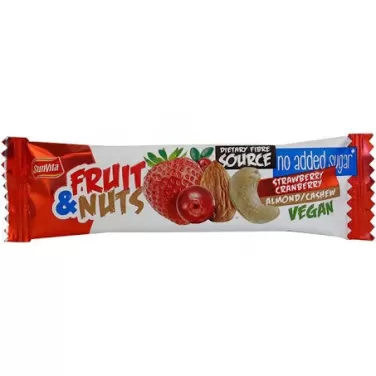 gyümölcsszelet epres-vörösáfonyás kesuval-mandulával 30 g