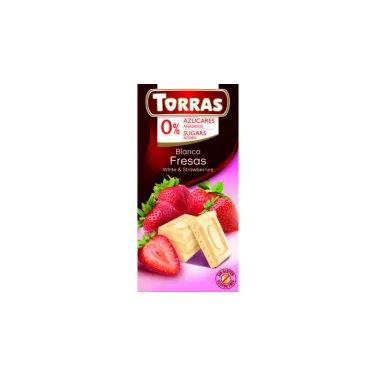 glutén-és cukormentes fehércsokoládé eper 75 g