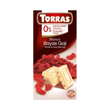 glutén-és cukormentes fehércsokoládé goji bogyó 75 g